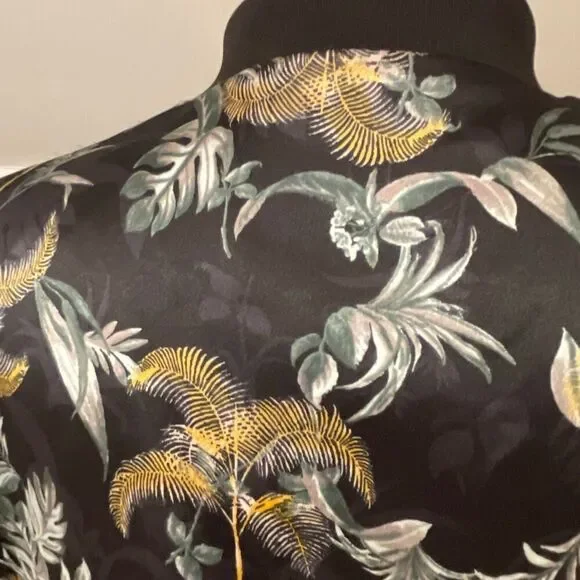 Victoria's Secret Black Luxe Palm Satin Feel Bomber Cropped Jacket - Picture 9 of 12